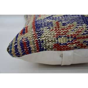 Almohada de lana de retazos Kantha Multicolor, 12x20 pulgadas, patrón tejido bordado Floral suave para uso en sofá - Product Image 4