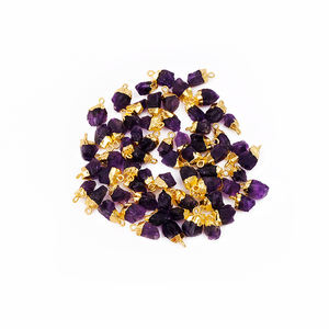 Mois de février connecteur de pierre de naissance rugueuse naturelle bonne qualité 8-10 MM violet améthyste simple boucle fêtes chrétiens - Product Image 1
