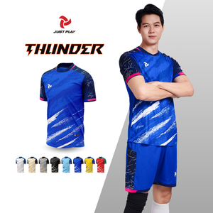 Nueva llegada de alta calidad personalizable Thunder Football/Soccer Jersey Set Etiquetas personalizadas originales OEM para adultos Equipo lavado - Product Image 5