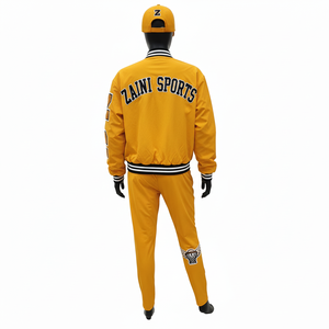 Conjunto de Chaqueta Cortavientos para Mujer, Tela de Satén de Poliéster Suave, Panel Amarillo Dorado, Diseño Libre, Logotipo Bordado, Conjunto de Chaqueta Cortavientos de Talla Grande - Product Image 2