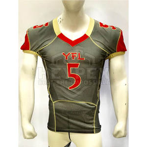 เสื้อฟุตบอลอเมริกัน100% ผ้าโพลีเอสเตอร์ระบายอากาศแขนสั้นออกแบบได้ตามต้องการ - Product Image 3