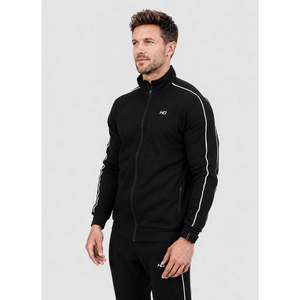 <b>Men's</b> Black Stand Collar Heavyweight 100% Polyester Tracksuit <b>Jacket</b> Breathable Zip Sporty Hooded Jogging Tracksuit Spring - Product Image 2
