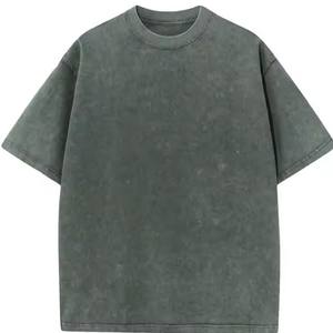 เสื้อยืดสลิมฟิตของผู้ชายมาใหม่สีสวยหรูหราซักด้วยกรดขนาดปกติสำหรับฟิตเนสคอลูกเรือ - Product Image 6