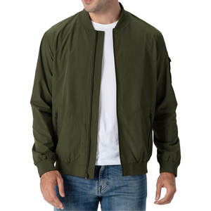 Solid Blank Zipper Lightweight <b>Baseball</b> Bomber <b>Jackets</b> Embroidered Logo Pockets Bomber <b>Jacket</b> <b>For</b> <b>Men</b> - Product Image 1