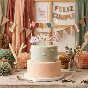 Paquete de 4 Adornos de Pastel de Madera Reutilizables Estilo Boho Pastel, Sol, Arcoíris, Nube, Decoración de Cumpleaños, Artículos para Fiestas de Baby Shower, Venta al por Mayor en China - Product Image 2