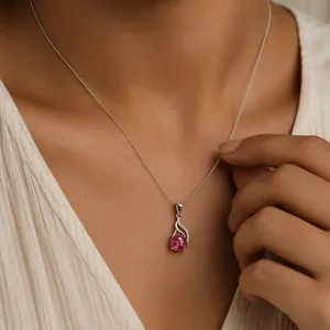 จี้ห้อยคอทำมือสีโรสโกลด์ประดับคริสตัลทัวร์มาลีนสีแชมเปญ - Product Image 5