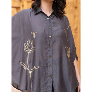 Ensemble deux pièces bohème floral : Chemise poncho et jupe en modal, taille 2XL - Product Image 4