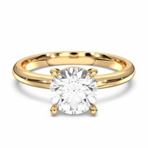 Anillo de Compromiso Solitario de Lujo con Diamante Cultivado en Laboratorio de 2.00 Ct, Corte Brillante, Engaste de 4 Puntas, Oro Sólido, Plata de Ley, Chapado en Oro - Product Image 6