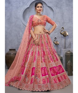 Bridal Wedding Heavy Pakistani LehengaCholi for <b>Women</b> in Red with Luxury Sequin Work - Product Image 2