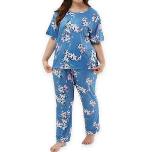 Conjunto de Pijamas de Verano para Mujer, Diseño Personalizado, Nuevo Estilo, Cintura Elástica, Manga Corta, Cómodo, Transpirable, 100% Algodón - Product Image 1
