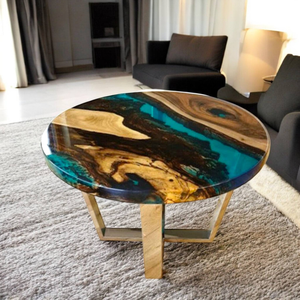 Table basse et table d'appoint en résine époxy transparente de luxe, meubles modernes faits à la main pour la décoration du salon - Product Image 3