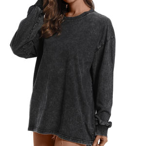 Sweat à capuche surdimensionné en molleton de coton de style 2026, lavage à l'acide personnalisé pour femmes, sweat-shirt 100% coton avec logo sur le devant pour l'hiver - Product Image 6