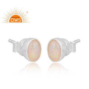 Meilleures ventes 925 boucles d'oreilles en argent sterling fin avec opale éthiopienne naturelle et pierres précieuses fabricant de bijoux personnalisés - Product Image 2