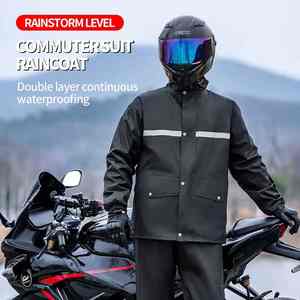 Modern Single-Person Reflective Nylon Motorcycle <b>Raincoat</b> Detachable Hood Waterproof Outdoor Camping Tour Rainwear - Product Image 6