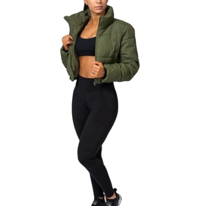 Manteau à bulles chaud d'hiver pour femmes recadrée légère à capuche rembourrée brillant épais tissu tricoté doudoune Plus Camouflage respirant - Product Image 5