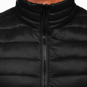 Veste sans manches dorée grande taille pour hommes adultes, couleur noire, col montant, fermeture éclair, tenue décontractée, hiver chaud, gilet bouffant - Product Image 6
