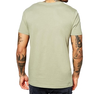 T-shirt manches courtes pour homme, col ras du cou, coupe droite, couleur olive, décontracté et confortable, vente en gros au Bangladesh, - Product Image 3