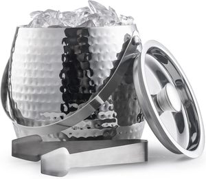 Cubo de hielo aislado de acero inoxidable (3,7 cuartos de galón) con colador de tapa y pinzas, ideal para bares de cócteles y fiestas - Product Image 2