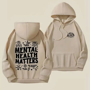 Mental Health Matters Sweat à capuche graphique Message positif Streetwear Pull polaire confortable Cadeau de style décontracté à la mode - Product Image 4