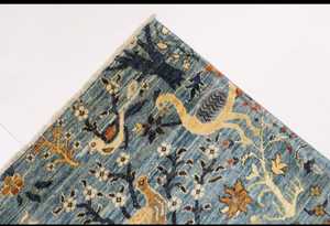 Alfombra de seda bordada 5x7 de alta calidad, diseño de pájaro pictórico anudado a mano por turcos para el hogar, la sala de estar o los hoteles para la oración - Product Image 3