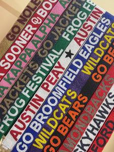 Hand made <b>beaded</b> REBS <b>Beaded</b> Purse Strap Blue and <b>Red</b> <b>Beaded</b> Shoulder Strap University Replacement Strap belt bag from India - Product Image 3