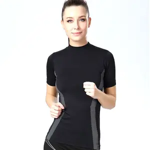 Pakaian Olahraga Wanita Kaus Olahraga Kebugaran Wanita Rajut Lengan Pendek Kaus Olahraga Ketat Wanita Kaus Atasan Latihan Yoga Wanita