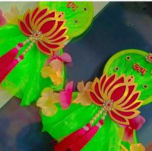Shubh Labh Lotus Colgante de pared Diwali especial Lotus Hangings para decoración Floral Wall Hangings Temple Decor Pooja Room - Product Image 4