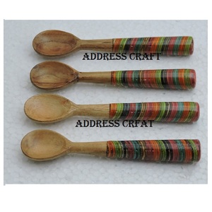 Ensemble de cuillères à cocktail en bois et résine multicolores naturels, utilisation à la maison et en cuisine, vaisselle, couverts, ensembles de cuillères, best-seller - Product Image 1
