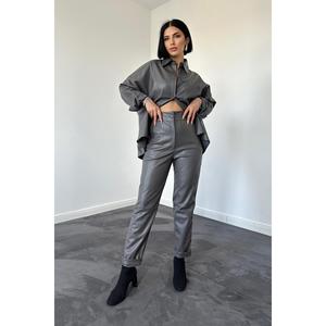 Conjunto de Camisa y Pantalones de Cuero Ahumado Estilo Casual al por Mayor - Product Image 3