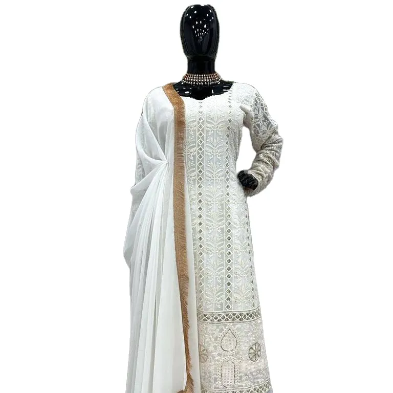 Indische pakistani sche reine Georgette mit Stickerei schwere Hochzeit Salwar KAmeez Anzug Kollektion für Frauen