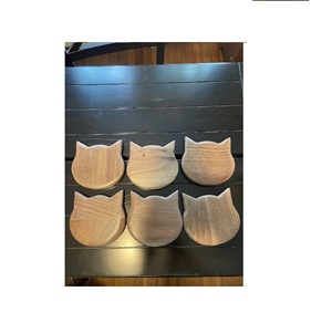 ที่รองแก้วไม้ดีไซน์รูปแมวพร้อมที่วางที่รองแก้วไม้ทำด้วยมือถาดรองไวน์ของขวัญขึ้นบ้านใหม่ขายดี - Product Image 1