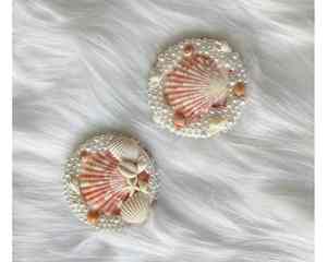Miroir de coquillage fait à la main du Vietnam pour miroir mural d'accent intérieur avec le style de miroir de coquillage côtier de cadre de coquille - Product Image 2