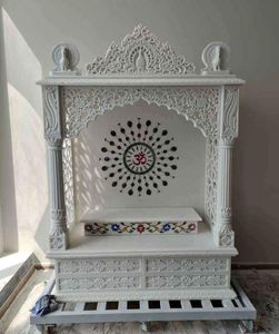 Luxueux complexe indien conceptions maison Temple Statue sculpté à la main Makrana Vietnam marbre élégant éclairage intégré pour salon - Product Image 1