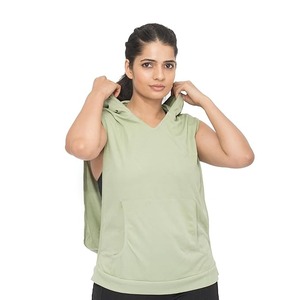 Mode chaude femme Gym débardeurs sweats à capuche haute qualité sans manches noir imprimé confortable Stringer col à capuche entraînement d'hiver - Product Image 1