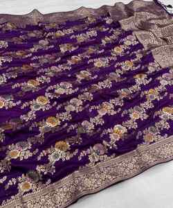 Saree inspiré de la soie avec un design en filet pour les femmes - Product Image 2