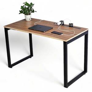 ZDesk ZD002 <b>Computer</b> <b>Desk</b> with Integrated Sliding Power Rail Rectangular Iron Legs Plywood Wood Frame - Product Image 1