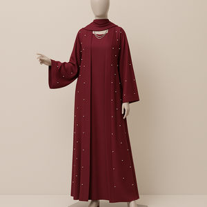 Recién llegado, bata suelta de viaje, Abaya de poliéster de Color sólido para musulmanes, boda islámica para todo el verano, otoño y primavera - Product Image 4