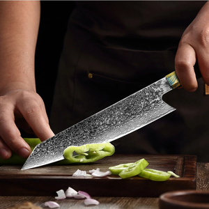 Venta al por mayor de encargo de alta calidad OEM ODM servicio de acero de Damasco cuchillo de Chef de cocina japonesa con alta dureza con mango de color - Product Image 4