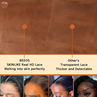 Dunkelblonde Ombre-Farbe mit Honig-Effekt, 13x4 HD Transparente Spitze, Vorgezupfte Body Wave Echthaar-Perücken für Frauen