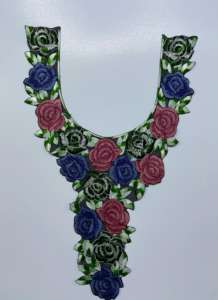 Encolure en dentelle gracieuse avec broderie de fil et de paillettes Style à coudre pour vêtements fantaisie Sarees Robes Blouse Kurti Robes - Product Image 3