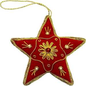 Adornos Navideños Zari Hechos a Mano de Lujo |   Decoraciones Festivas Bordadas para Colgar |   Regalos Artesanales Tradicionales de la India de Alta Calidad - Product Image 2