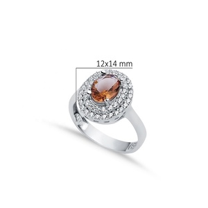 Oval Sultanite Cluster <b>Ring</b> Double <b>CZ</b> PaveSurround Rhodium-Plated Color-Change Wholesale 925 Sterling Silver Jewelry - Product Image 2