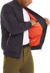 Chaqueta informal de bombardero para hombre, chaqueta de Color sólido con forro polar con patrón de diamantes de otoño, chaqueta de bombardero para hombre - Product Image 4