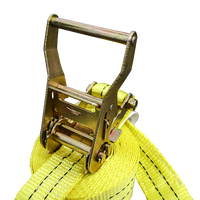 PROVINA Sangle d'arrimage à cliquet personnalisée avec logo jaune, 3 mètres, 1,5 pouce (38 mm), en polyester, avec crochet de chargement, charge de rupture 2000 kg S/J/E