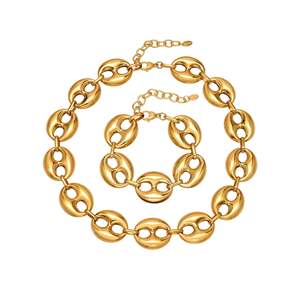 قلادة مطلية بالذهب على شكل حبة قهوة مع سوار مطابق، هدية مخصصة لعشاق القهوة - Product Image 1