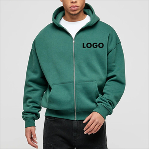 Custom Thick Cotton Men Zipper Hoodie cotton blended Boxy Blank Zip Hoodie Manufacturers Oversized Plain Zip up Hoodie - Product Image 1