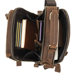 Bolso de hombro de cuero genuino para hombre, bolsos cruzados Vintage, bolso de mensajero masculino de gran capacidad, bolso de viaje - Product Image 5
