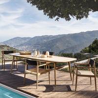 Ensemble de salle à manger en teck de luxe moderne pour cuisine extérieure, jardin, cour et villa, fabriqué en Indonésie