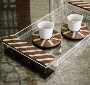 Plateau moderne de luxe en résine de style arabe avec incrustation de nacre, assorti d'un distributeur de mouchoirs en acrylique, facile à nettoyer, idéal pour les cadeaux de Ramadan et de l'Aïd. - Product Image 6