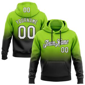 Direct Industry Wholesale 3D Embroidered Custom Stitched Neon Green <b>White</b>-Black Fade Fashion Sports Pullover <b>Sweatshirt</b> Hoodie - Product Image 1